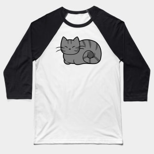 Grey Striped Cat Baseball T-Shirt
